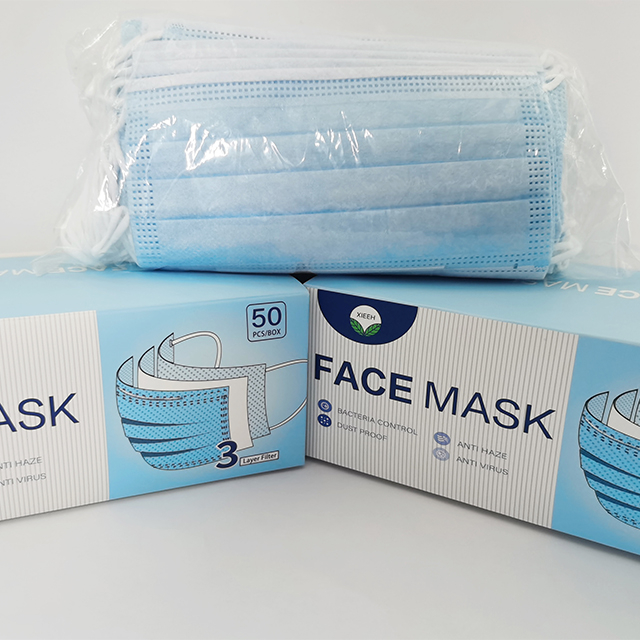 Masque facial jetable protecteur bleu 